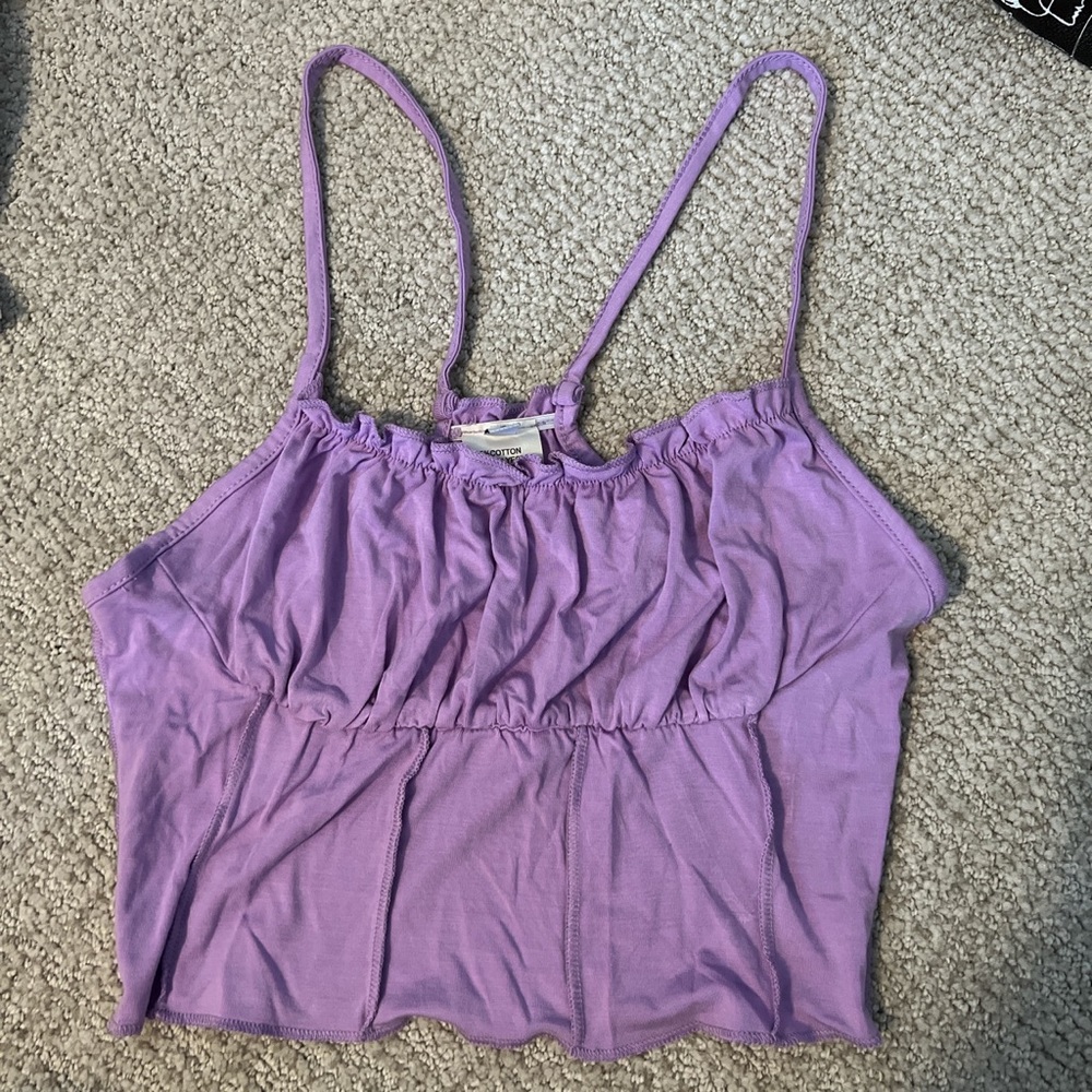 lilac ruffle crop tank size small